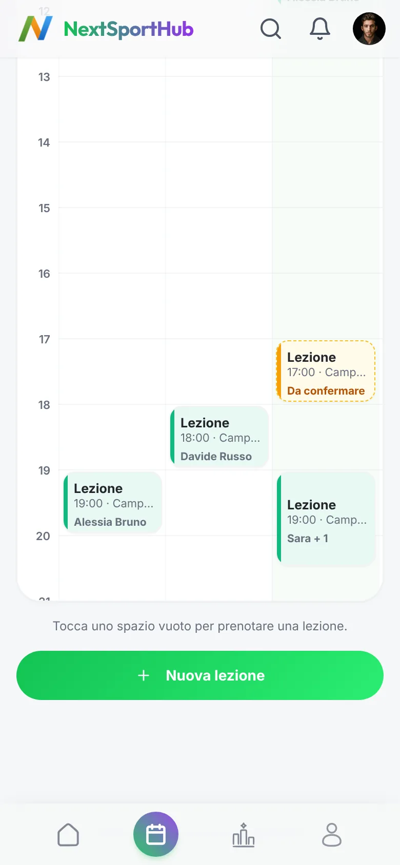 L'agenda del maestro con una lezione da confermare
